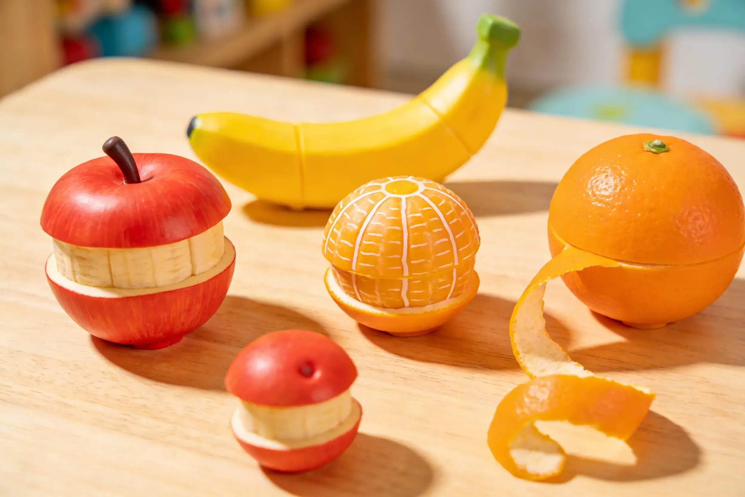 Image showing several peelable fruit toys in different shapes and sizes